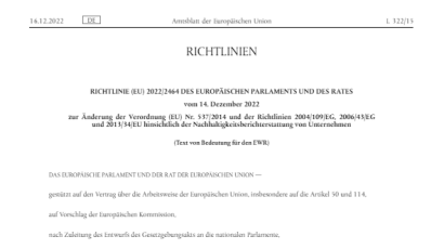 Bild 2: Die Richtlinie der (EU) 2022/2464 zur Nachhaltigkeitsberichterstattung von Unternehmen